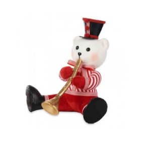 Statua Decorativa Orso Tromba Bianco Nero Rosso polistirene 32 x 31 x 26 cm (2 Unità)