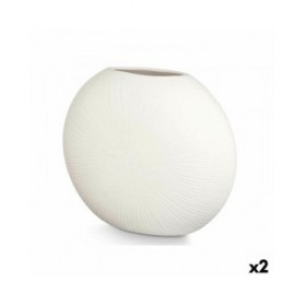 Vaso Rotondo Bianco Ceramica 40 x 34,5 x 16 cm (2 Unità)