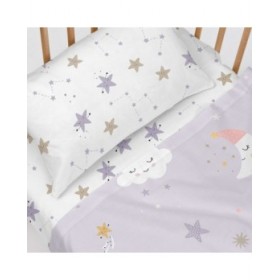 Lenzuolo con angoli aderenti HappyFriday Moshi Moshi Moons Multicolore 70 x 140 x 14 cm