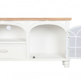 Mobile TV Home ESPRIT Bianco Naturale Metallo Abete 150 x 36 x 56 cm