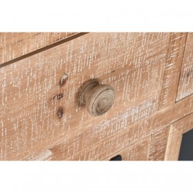 Cassettiera Home ESPRIT Nero Naturale Metallo Abete Cottage 110 x 40 x 92,5 cm