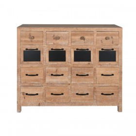 Cassettiera Home ESPRIT Nero Naturale Metallo Abete Cottage 110 x 40 x 92,5 cm