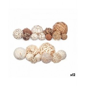 Set di palline decorative Bianco Marrone (12 Unità)