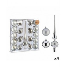Set di Addobbi di Natale Argentato PVC (4 Unità)
