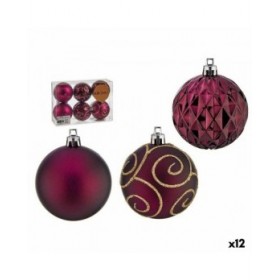 Set di palline di Natale Viola Plastica Ø 6 cm (12 Unità)