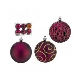 Set di palline di Natale Viola Plastica Ø 6 cm (12 Unità)