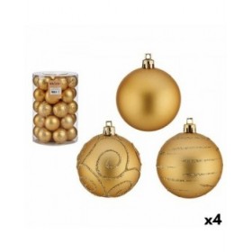 Set di palline di Natale Dorato PVC Ø 6 cm (4 Unità)