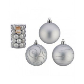 Set di palline di Natale Argentato PVC Ø 6 cm (4 Unità)