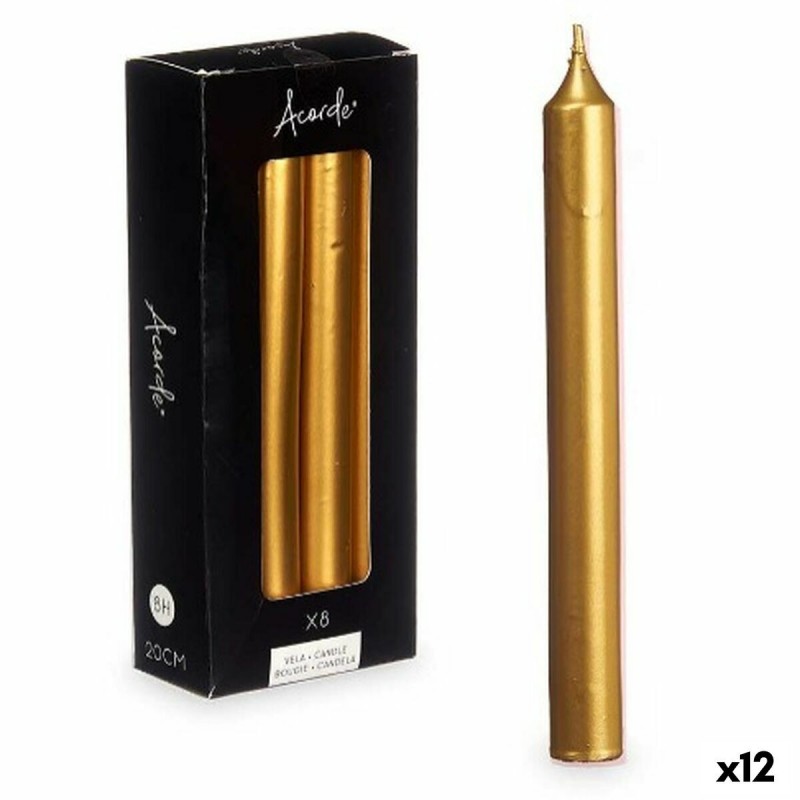 Set di Candele Acorde 126-D-AR Dorato 2 x 2 x 20 cm (12 Unità)