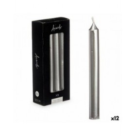 Set di Candele Acorde 126-E-AR Argentato 2 x 2 x 20 cm (12 Unità)