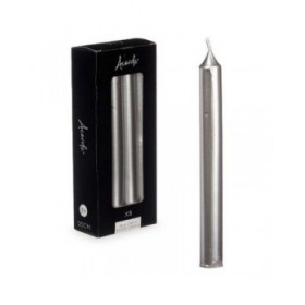 Set di Candele Acorde 126-E-AR Argentato 2 x 2 x 20 cm (12 Unità)