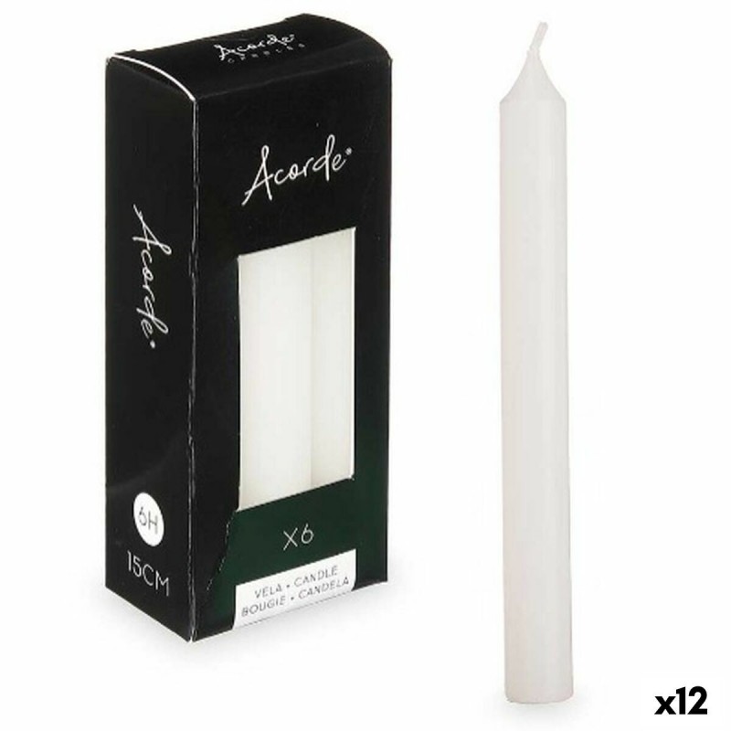Set di Candele Acorde 123-A-AR Bianco 2 x 2 x 15 cm (12 Unità)