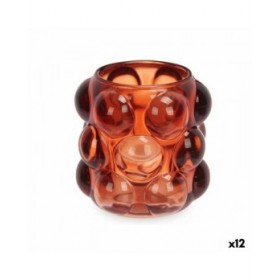 Portacandele Microsfere Arancio Cristallo 8,4 x 9 x 8,4 cm (12 Unità)