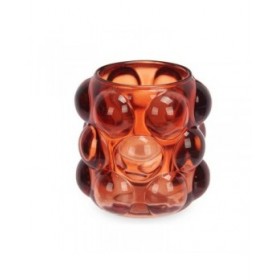 Portacandele Microsfere Arancio Cristallo 8,4 x 9 x 8,4 cm (12 Unità)