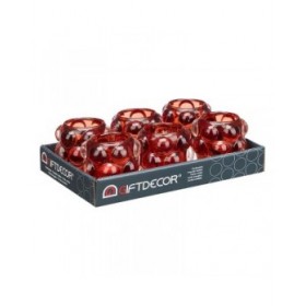 Portacandele Microsfere Arancio Cristallo 8,4 x 9 x 8,4 cm (12 Unità)
