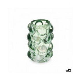 Portacandele Microsfere Verde Cristallo 8,4 x 12,5 x 8,4 cm (12 Unità)