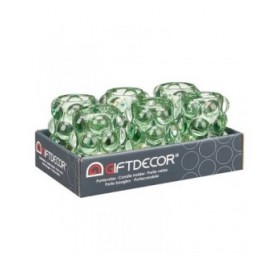 Portacandele Microsfere Verde Cristallo 8,4 x 12,5 x 8,4 cm (12 Unità)