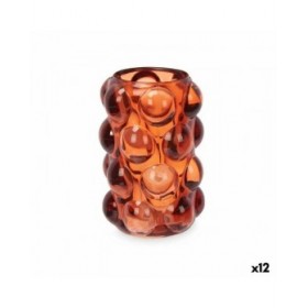 Portacandele Microsfere Arancio Cristallo 8,4 x 12,5 x 8,4 cm (12 Unità)