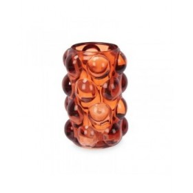 Portacandele Microsfere Arancio Cristallo 8,4 x 12,5 x 8,4 cm (12 Unità)