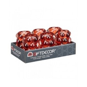 Portacandele Microsfere Arancio Cristallo 8,4 x 12,5 x 8,4 cm (12 Unità)