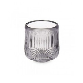 Portacandele Righe Grigio Cristallo 9 x 9,5 x 9 cm (12 Unità)