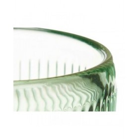 Portacandele Righe Verde Cristallo 7,5 x 7,8 x 7,5 cm (12 Unità)