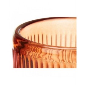 Portacandele Righe Arancio Cristallo 7,5 x 7,8 x 7,5 cm (12 Unità)