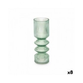 Vaso Righe Verde Cristallo 8 x 23 x 8 cm (8 Unità)