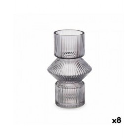 Vaso Righe Grigio Cristallo 9,5 x 16,5 x 9,5 cm (8 Unità)