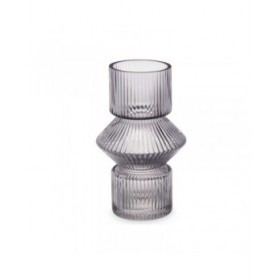 Vaso Righe Grigio Cristallo 9,5 x 16,5 x 9,5 cm (8 Unità)