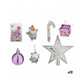 Set di Addobbi di Natale Krist+ 95442 Viola Argentato PVC (12 Unità)