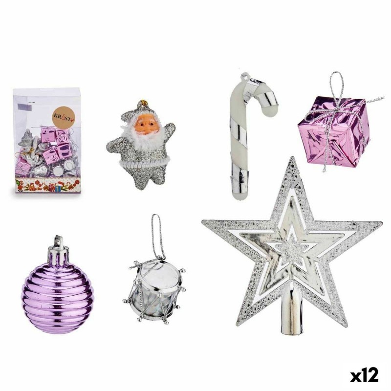 Set di Addobbi di Natale Krist+ 95442 Viola Argentato PVC (12 Unità)