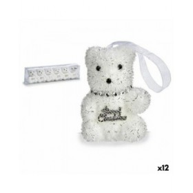 Set di Addobbi di Natale Krist+ 00534 Bianco Argentato Orso 5,5 x 7 x 5,5 cm (12 Unità)