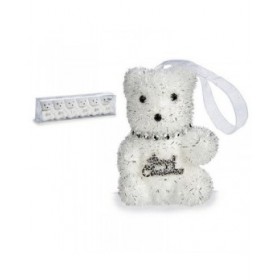 Set di Addobbi di Natale Krist+ 00534 Bianco Argentato Orso 5,5 x 7 x 5,5 cm (12 Unità)