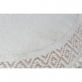 Poggiapiedi Home ESPRIT Bianco Frange 40 x 40 x 45 cm