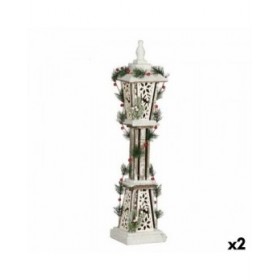 Lampioni Bianco Marrone Legno Plastica 18 x 80 x 18 cm (2 Unità)