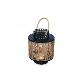 Lanterna Nero Metallo 17 x 23 x 17 cm (4 Unità) Rattan
