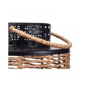 Lanterna Nero Metallo 17 x 23 x 17 cm (4 Unità) Rattan