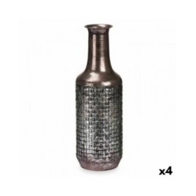 Vaso Argentato Metallo 14 x 46 x 14 cm (4 Unità) Con rilievo