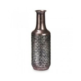 Vaso Argentato Metallo 14 x 46 x 14 cm (4 Unità) Con rilievo