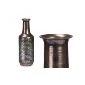 Vaso Argentato Metallo 14 x 46 x 14 cm (4 Unità) Con rilievo