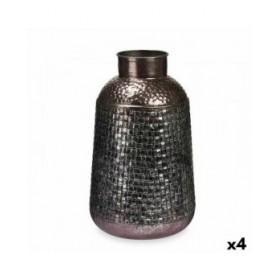 Vaso Argentato Metallo 22,5 x 39,5 x 22,5 cm (4 Unità) Con rilievo