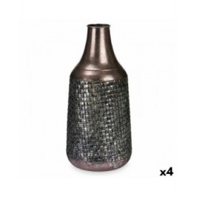 Vaso Argentato Metallo 21 x 44 x 21 cm (4 Unità) Con rilievo