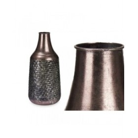 Vaso Argentato Metallo 21 x 44 x 21 cm (4 Unità) Con rilievo