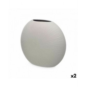 Vaso Grigio Ceramica 36 x 34 x 16 cm (2 Unità) Circolare