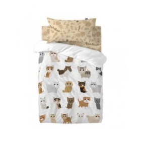 Set di copripiumino HappyFriday Mr Fox Cats Multicolore Culla Neonato 2 Pezzi