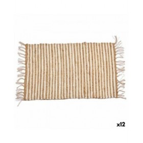 Tappeto Bianco Naturale Righe 60 x 1 x 90 cm (12 Unità)