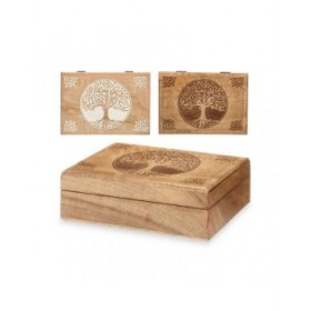 Scatola Decorativa Legno di mango 25,5 x 8 x 17,4 cm (6 Unità) Albero della vita
