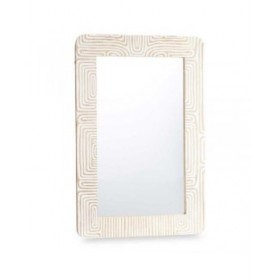Specchio da parete 37 Bianco Marrone 90 x 60 x 2 cm Rettangolare