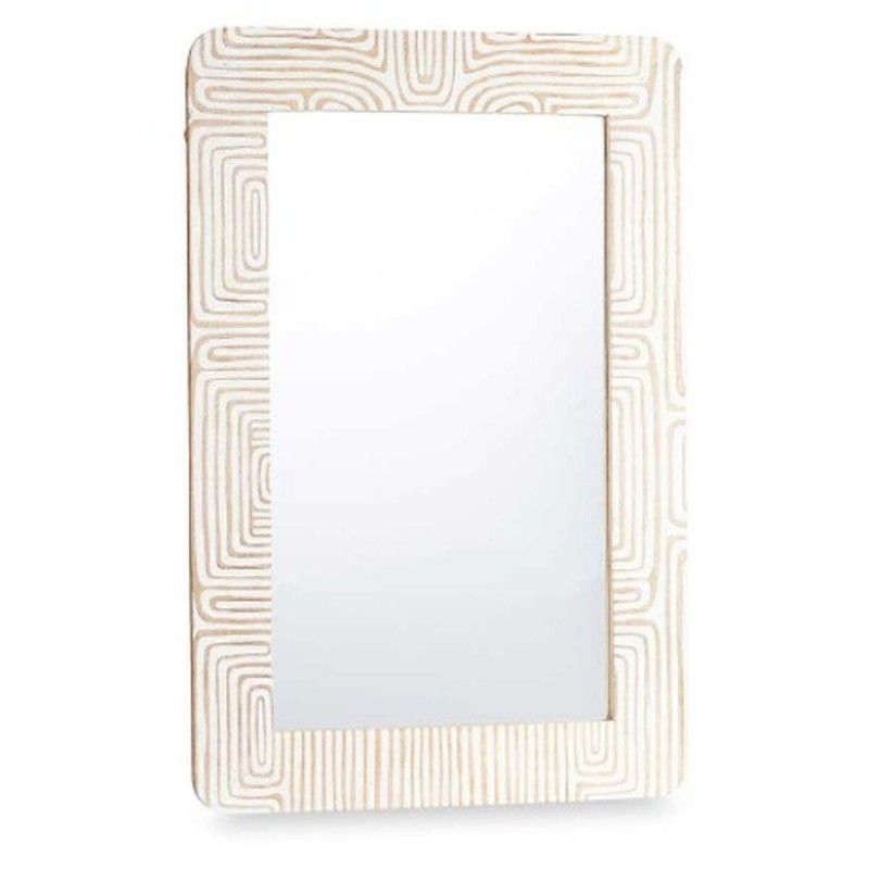 Specchio da parete 37 Bianco Marrone 90 x 60 x 2 cm Rettangolare
